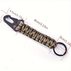 2pcs Zinc Alloy Camping Hook Keychain with Survival Cord String