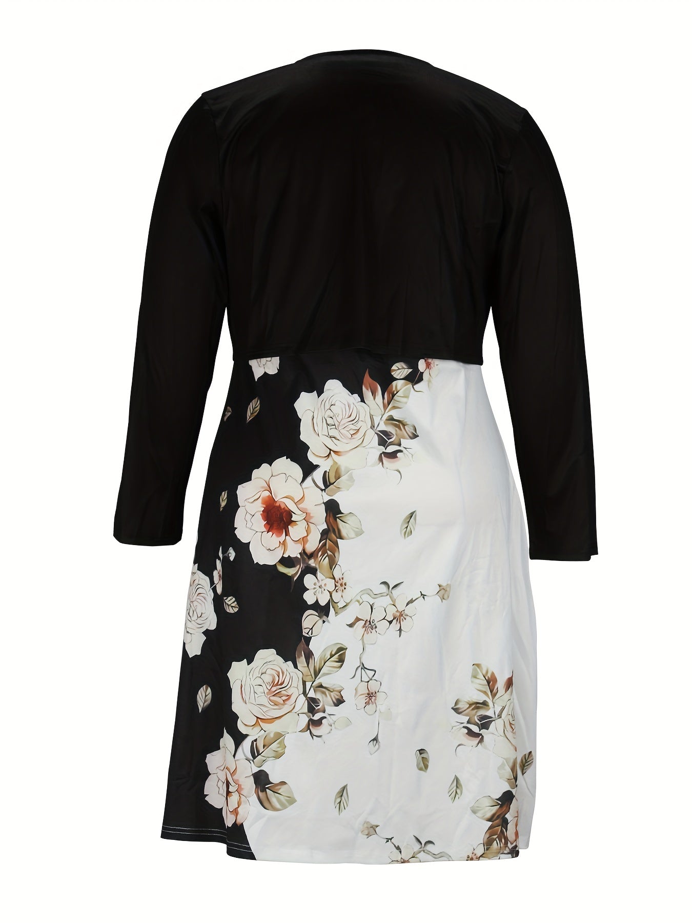 Colorblock Floral Print Dress & Cardigan Set