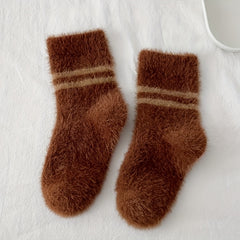 Boy's Striped Crew Socks Breathable Nylon Blend Plush Casual Style Unisex Socks