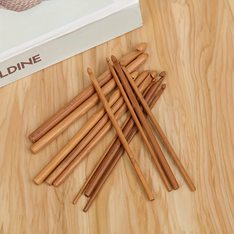 12pcs Bamboo Crochet Set Knitting Needle Hand DIY Tools For Arthritic Hands