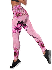 Floral Print Skinny Stretchy Leggings High Waist