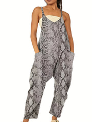 Paisley Print Overall Jumpsuit with Dual Pockets