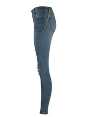 Sexy Distressed Cut Out Skinny Jeans