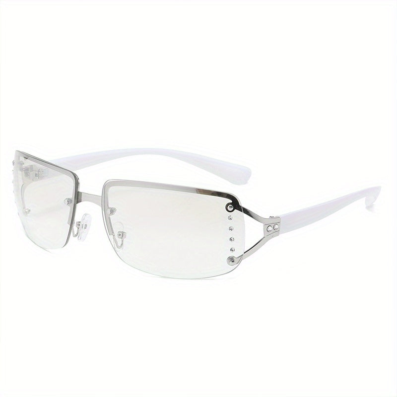 Y2K Wrap Around Sunglasses Unisex Punk Rivet Decor Glasses UV400