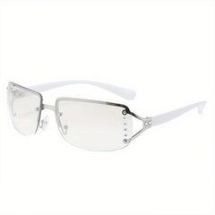 Y2K Wrap Around Sunglasses Unisex Punk Rivet Decor Glasses UV400