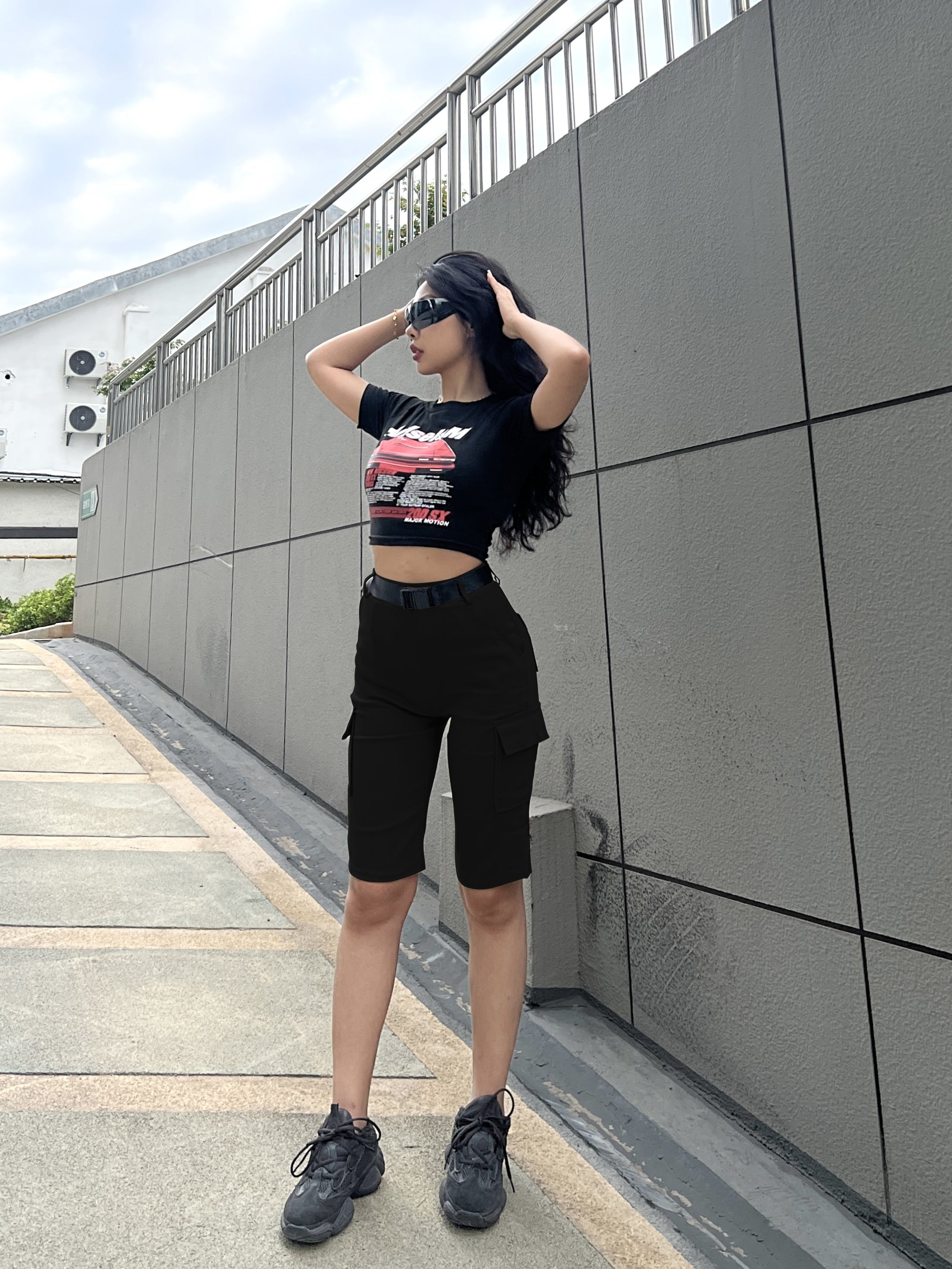 Y2K Flap Pockets Cargo Shorts for Women