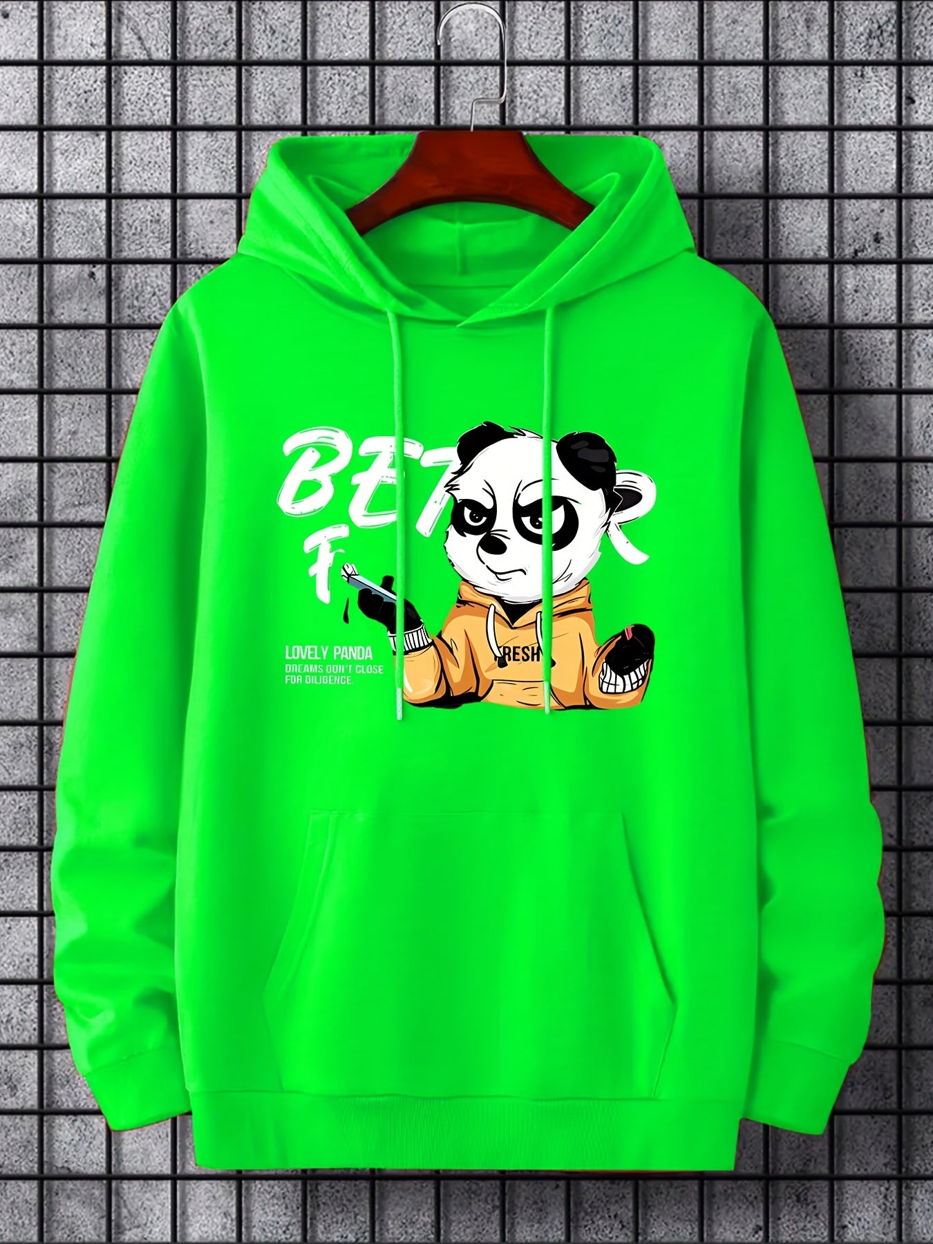 Panda Hoodie Print Sweatshirt Men's Casual Pullover Hooded