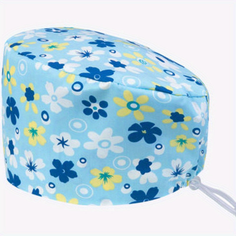 Printed Adjustable Work Cap Scrub Nurse Hat Men Women