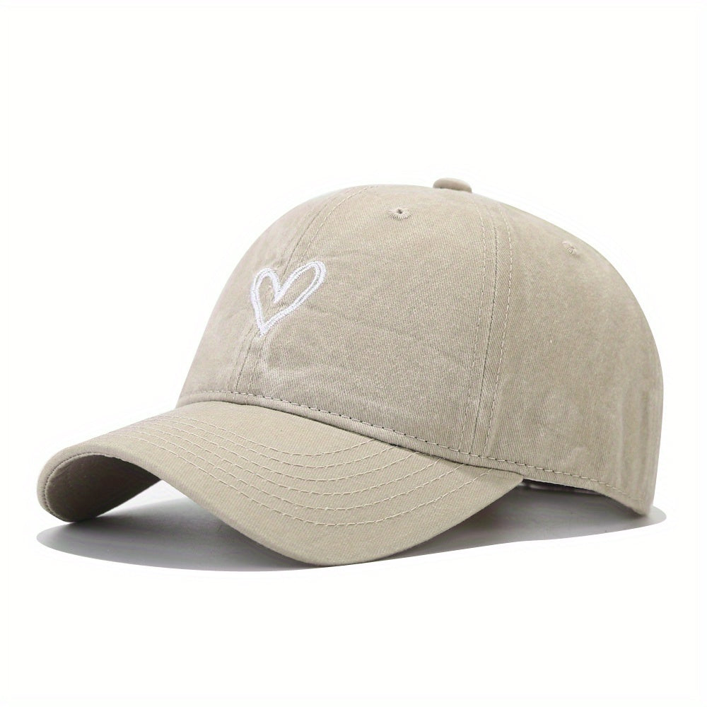 Vintage Baseball Cap Heart Embroidered Dad Hat Adjustable Sun Hats