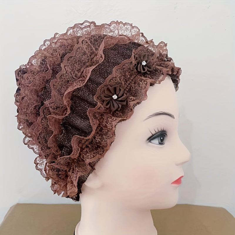 Satin Flower Lace Beanie Turban Cap Lightweight Bonnet Chemo Ca