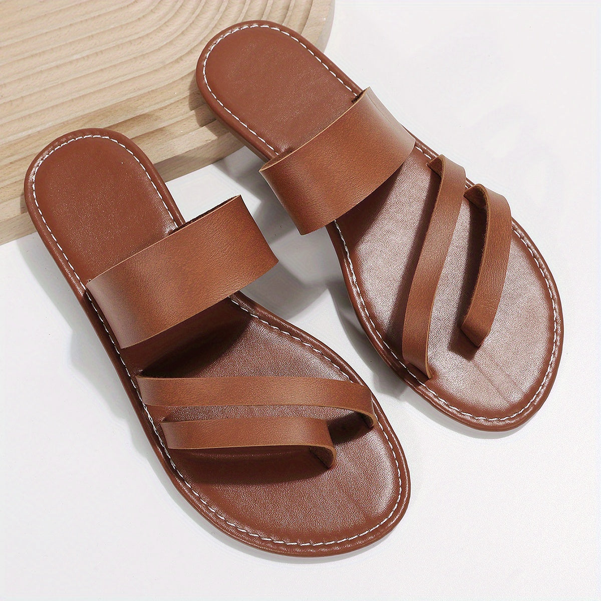 Women's Lightweight Flat Slide Sandals Open Toe Slip On Shoes