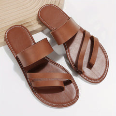 Women's Lightweight Flat Slide Sandals Open Toe Slip On Shoes