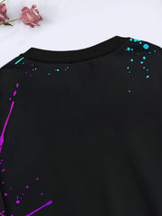 Tie Dye Graffiti Print Crew Neck Sweatshirt Long Sleeve Pullover for Sports