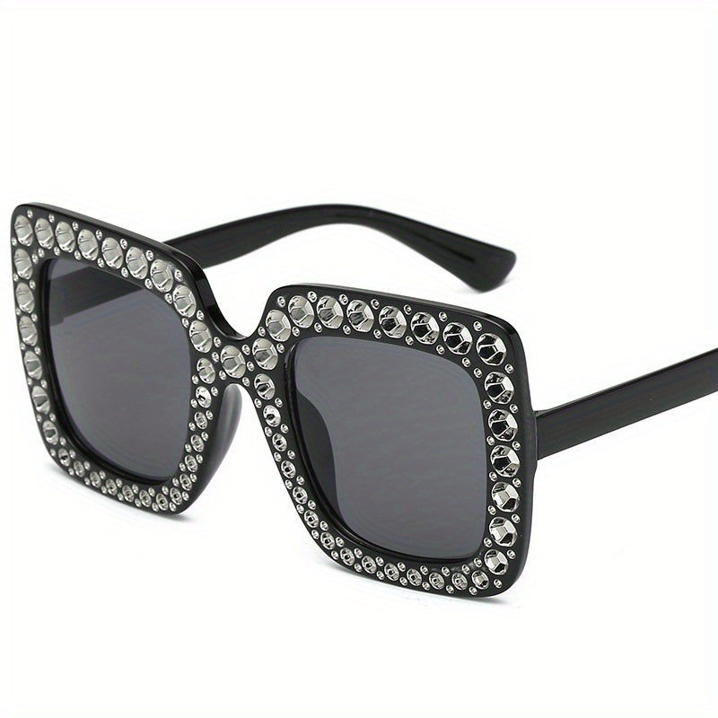 Oversized Square Sunglasses Rhinestone UV400 Sun Shades