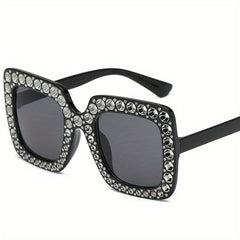 Oversized Square Sunglasses Rhinestone UV400 Sun Shades