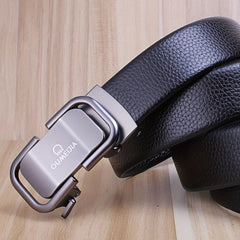 Men's Casual Belt with Automatic Buckle and Two Layer Cowhide