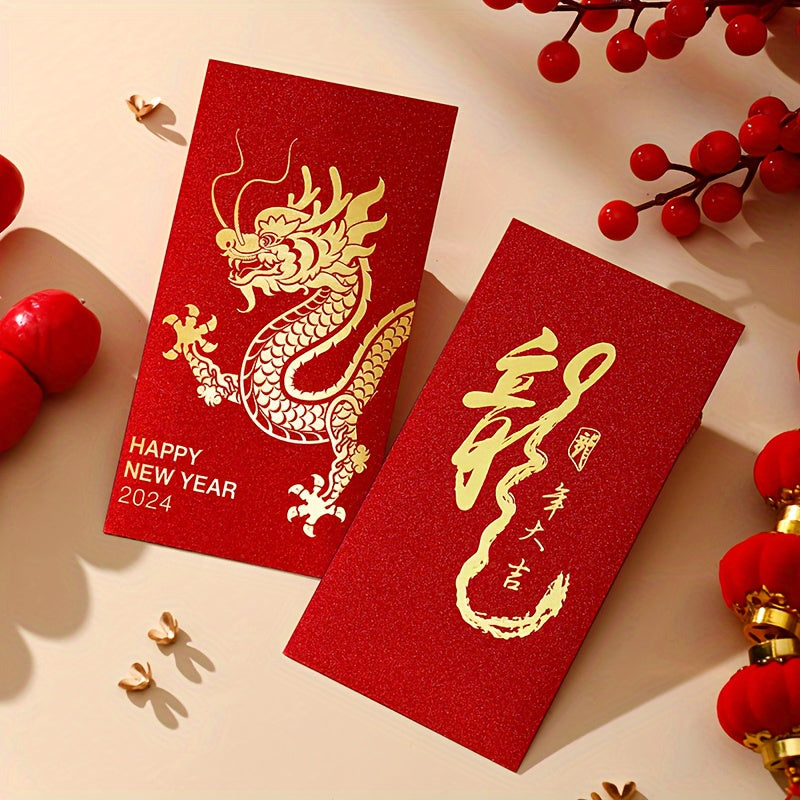 12pcs Year Of The Dragon Red Envelope Creative Good Luck Red Envelopes