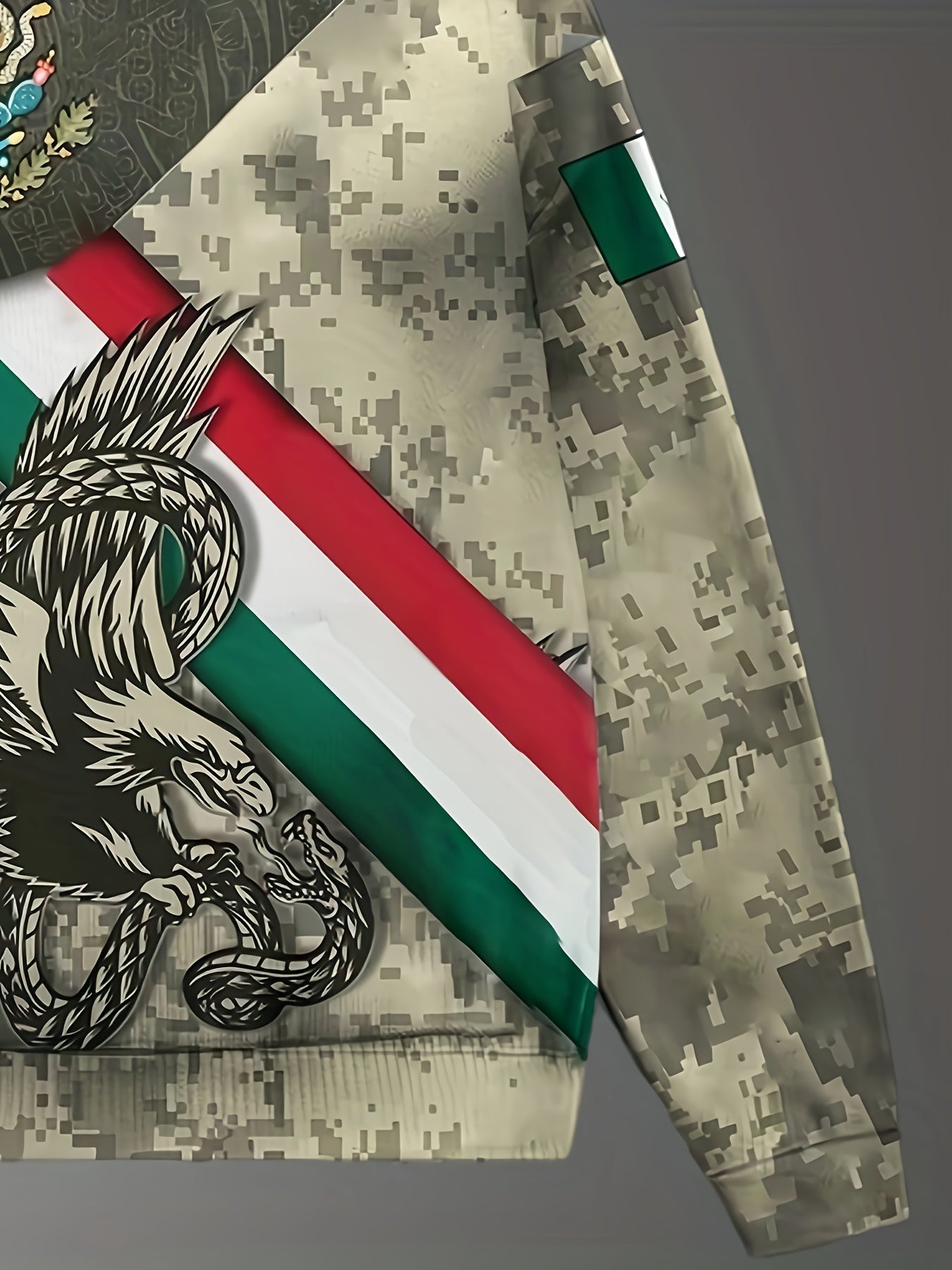 Mexico Eagle Print Men's Graphic Sweatshirt for Autumn Winter