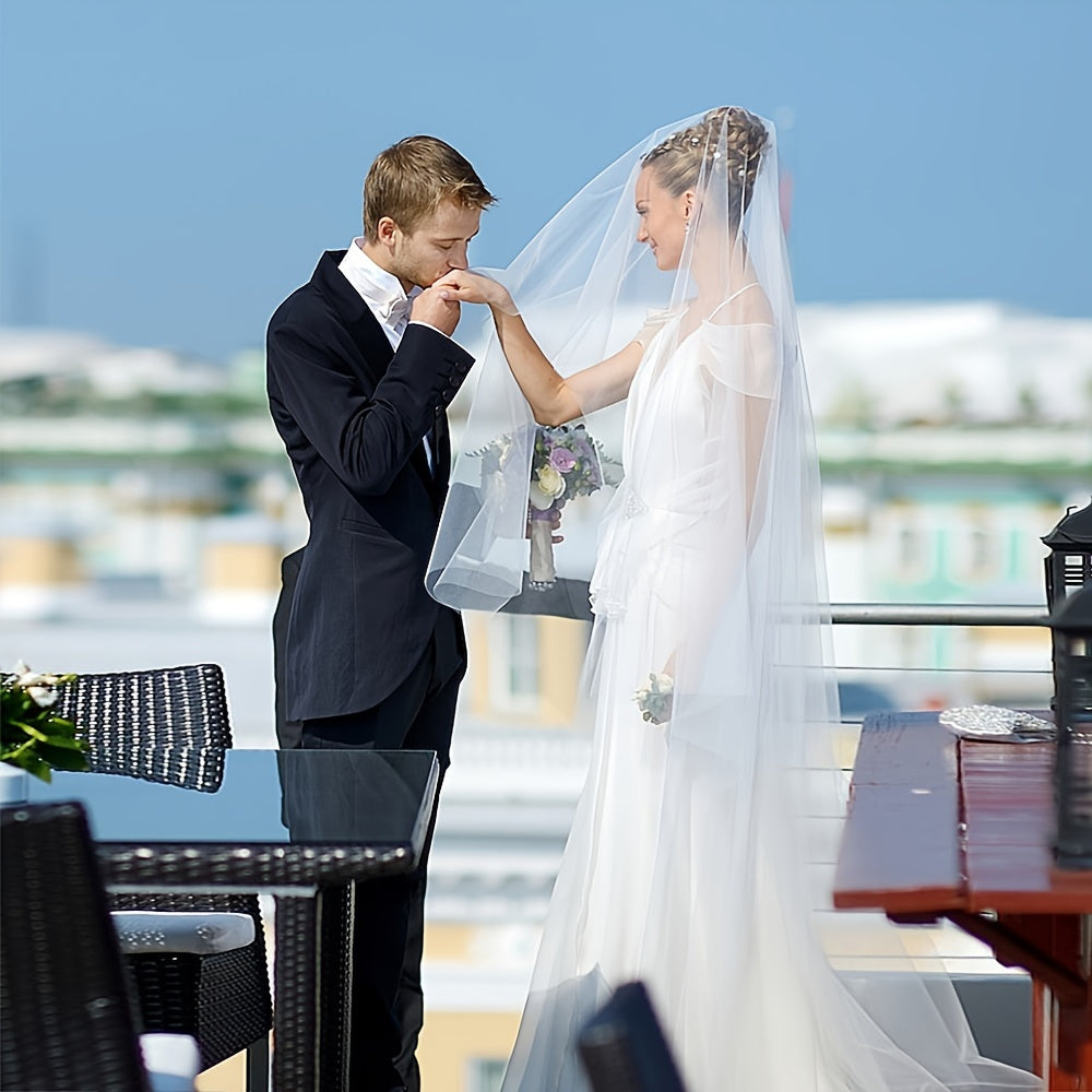 Double Layer Bride Wedding Veil Long Tailed Bride Accessories