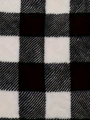 Colorblock Gingham Print Fleece Vest Coat