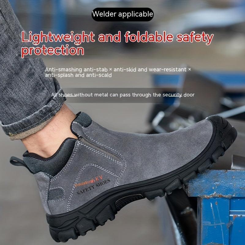 Suede Steel Toe Safety Boots Slip Resistant Insulated Shoes 6KV