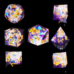 Resin Dice Set 7pcs Polyhedron D20 Sharp Edge Dice for Tabletop Games