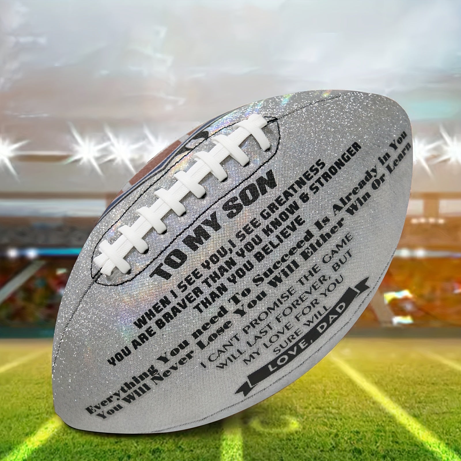 Engraved Glitter American Football Size 9 Football Training Equipment From Dad