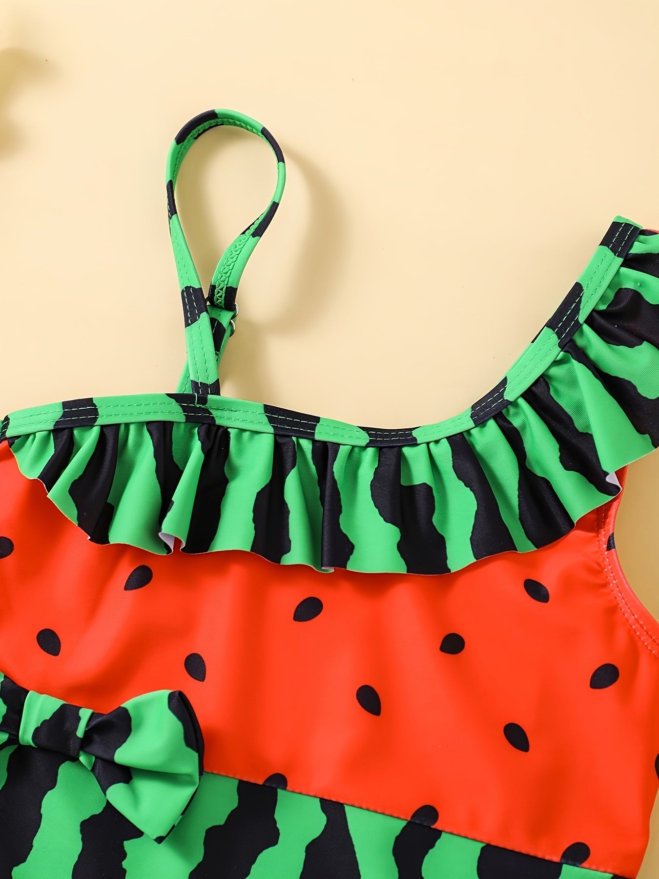 Girls Watermelon Ruffle Trim 1 piece Swimwear Beachwear