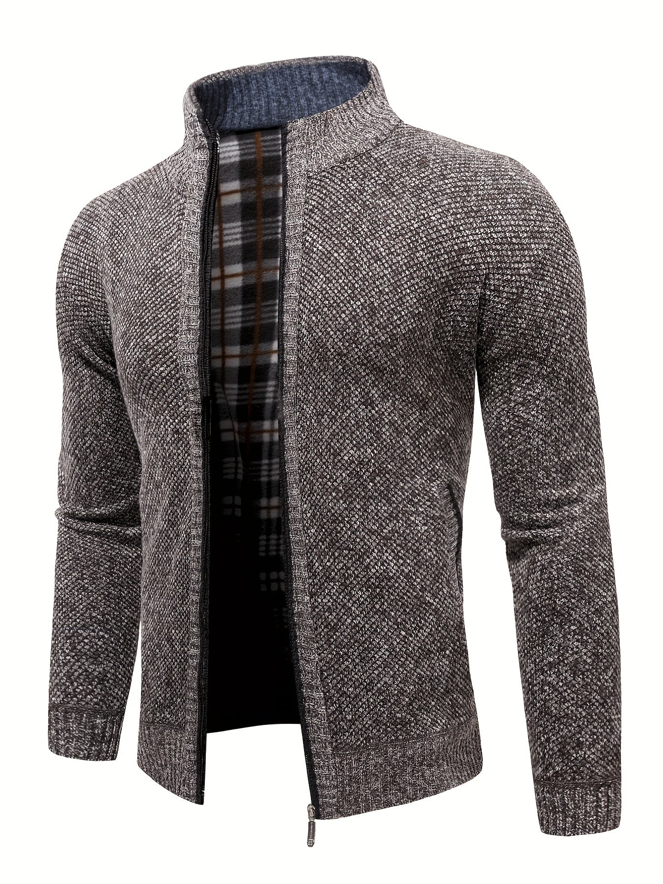Men's Winter Knit Zip Up Cardigan Thick Warm Coat