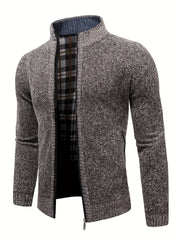 Men's Winter Knit Zip Up Cardigan Thick Warm Coat