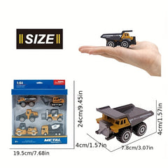 6pcs Engineering Vehicle Team Alloy Heavy Transport Excavator Road Roller Shovel