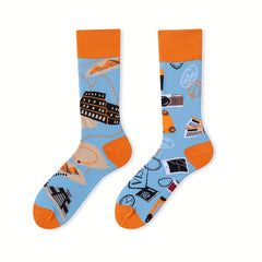 Asymmetrical Pattern Funny Socks Novelty Crew Socks