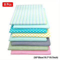 8pcs Multicolor Patchwork Fabric Sewing Quilting Material Floral Printed
