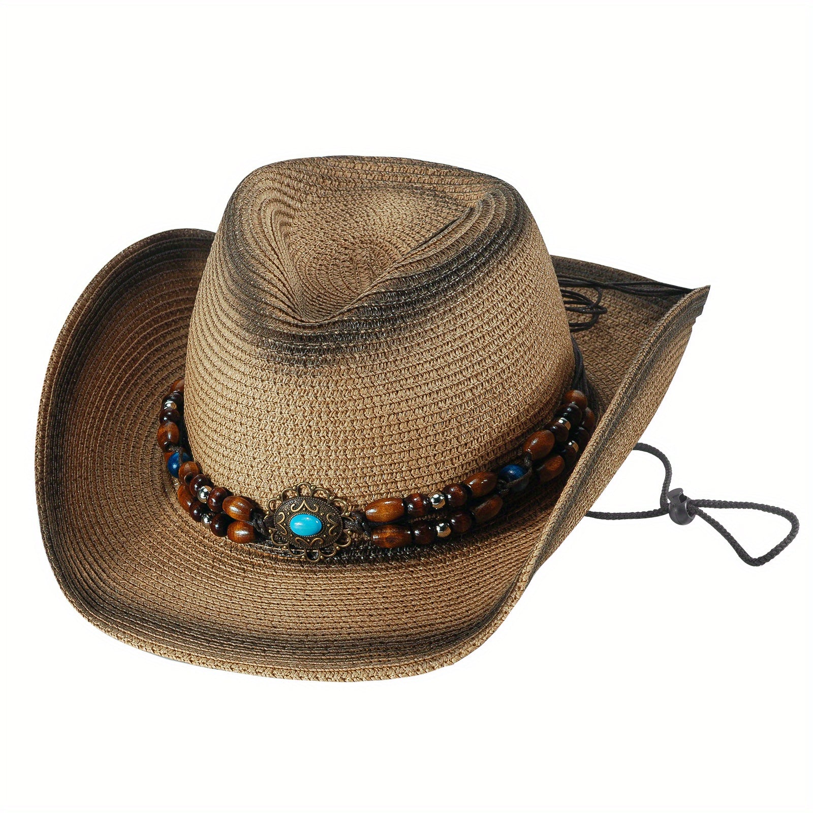 Ethnic Western Rolled Hat Cowboy Straw Hat