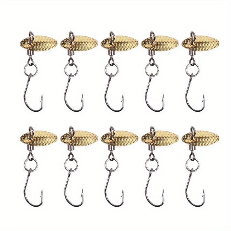 Anmuka 10pcs Carbon Steel Spinnerbait Lures Swivel Sharp Hooks Catch More Fish
