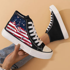 Independence Butterfly Print Chunky Canvas Sneakers High Top Skate Shoes