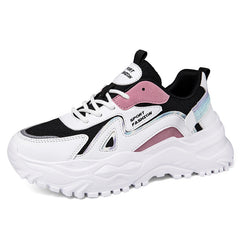 Women's Colorblock Chunky Sneakers Platform Lace Up Running Shoes