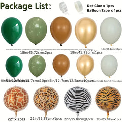 Jungle Balloon Garland Kit Sage Green & Brown for Wild One Themed Party