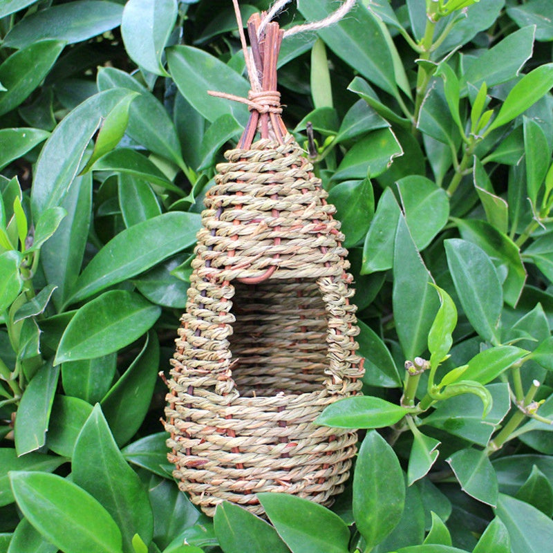 Handwoven Straw Bird House for Parrot/Parakeet