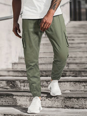 Men's Drawstring Cargo Pants Skinny Fit Jogger Pants