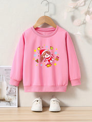 Christmas Santa Girl Print Pullover Sweatshirt for Kids