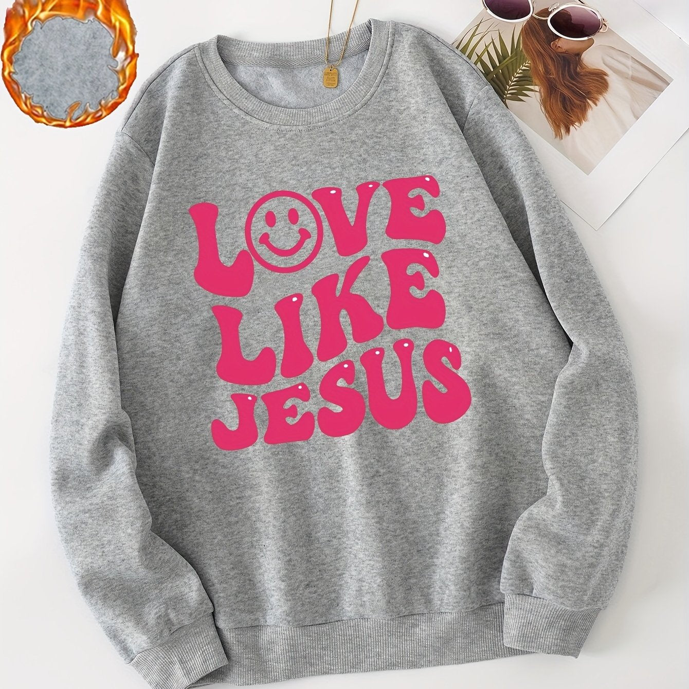 Love Like Jesus Letter Printed Sports Sweatshirt Women's Casual Pullover Tops
