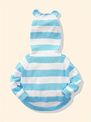 Baby Thin Stripe Hooded Sweater Newborn Cotton Hoodie