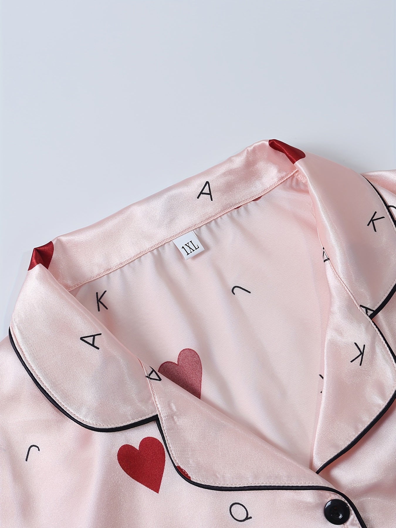 Nightdress Women's Plus Satin Heart & Letter Print Sleep Dress