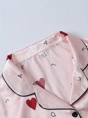 Nightdress Women's Plus Satin Heart & Letter Print Sleep Dress