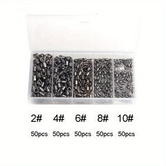 250pcs Fishing Rolling Barrel Swivel Line Hook Connector 5 Sizes with Box