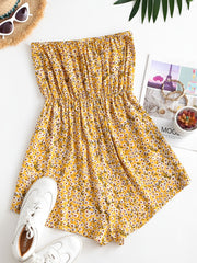 Boho Ditsy Floral Off Shoulder Jumpsuit Short Length