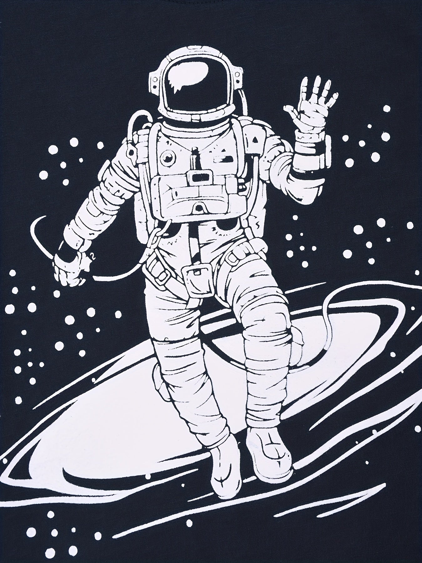 Kid's Astronaut Pattern PJ Set Long Sleeve Top & Pants