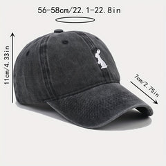 Bunny Embroidery Baseball Cap Cartoon Rabbit Washed Distressed Dad Hats
