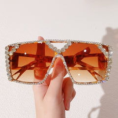 Rhinestone Decor Gradient Sunglasses for Her
